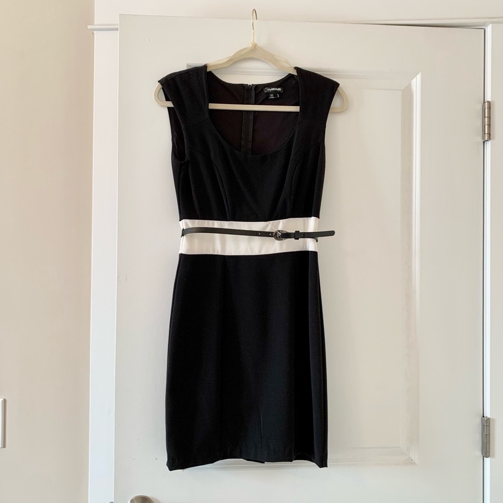 Black and white dress with belt